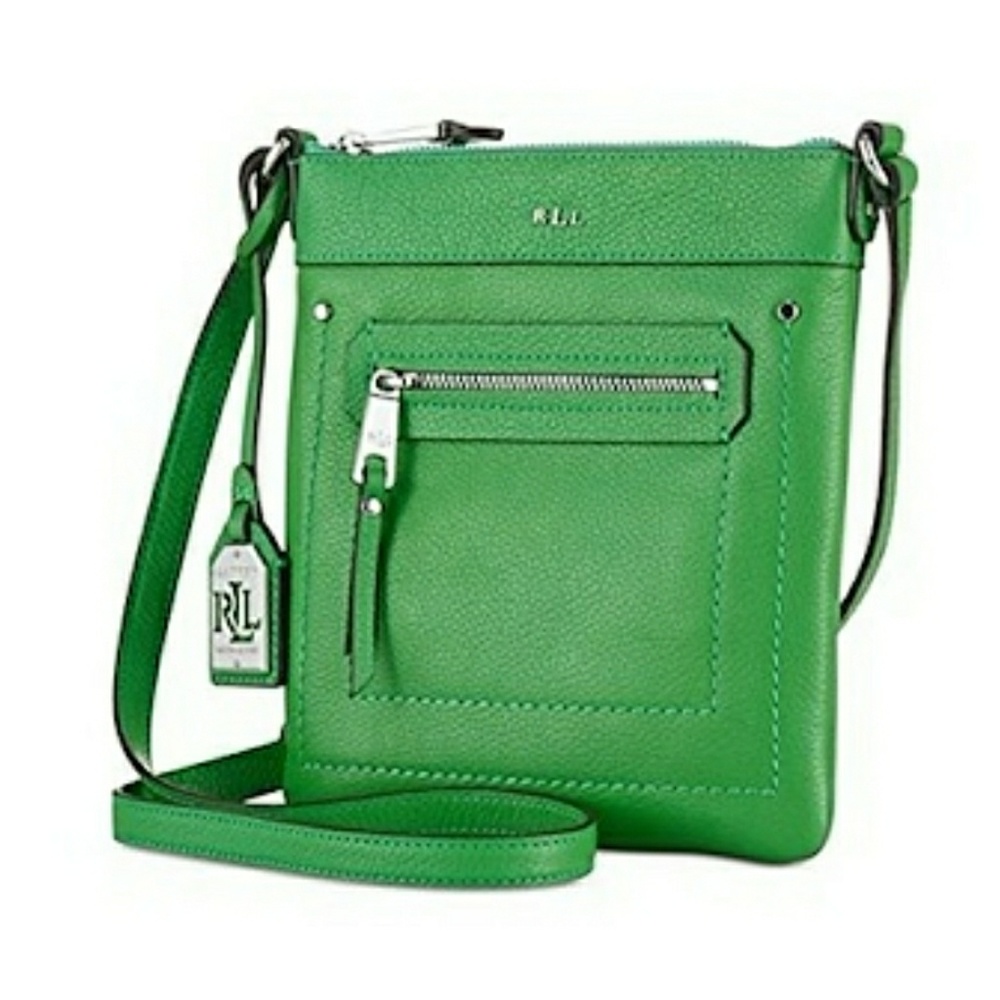 NWT LAUREN Ralph Lauren Huet Flat Green Crossbody